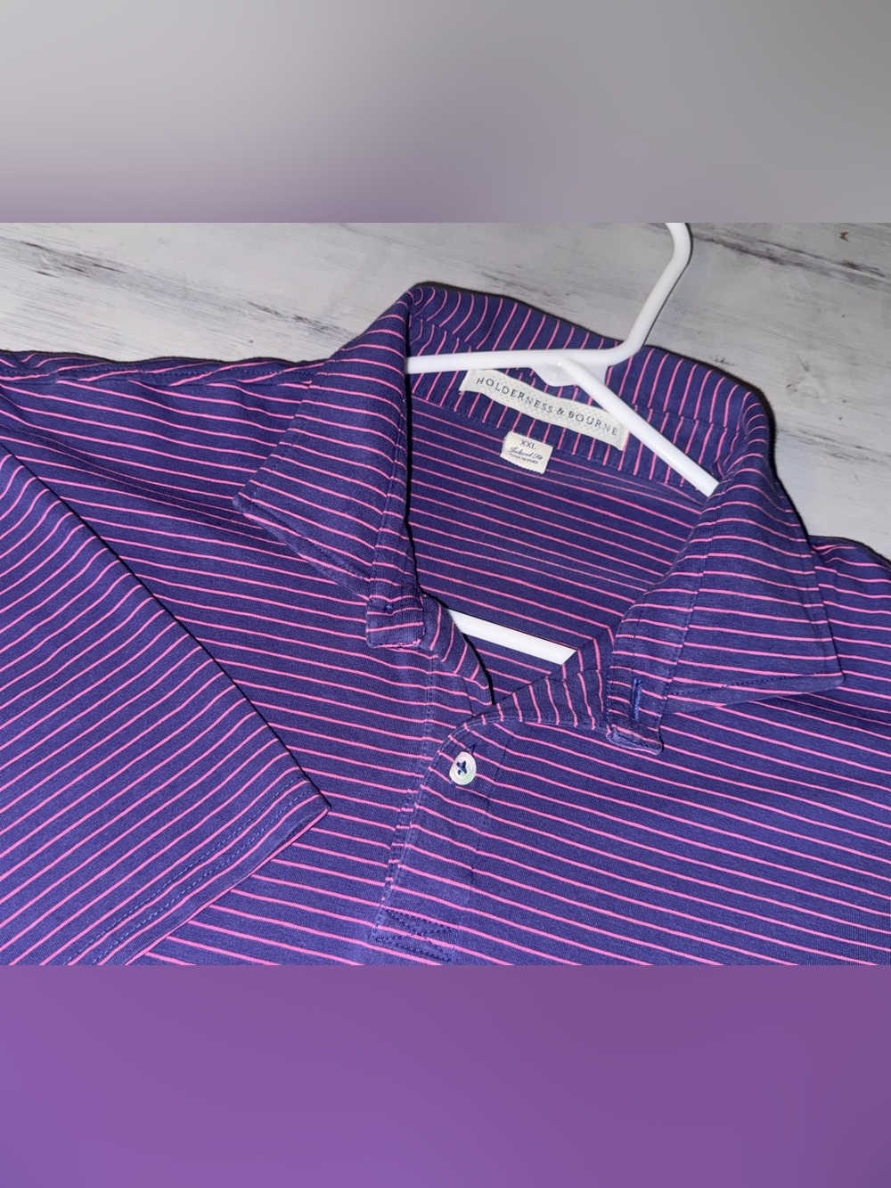 Holderness & Bourne The Egan XXL Navy Azalea Pima Cotton Golf Polo
